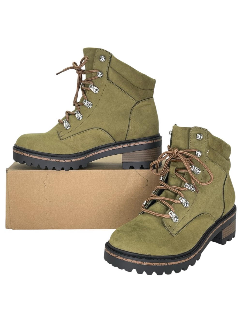 Journee Collection Nyla Olive Microsuede Womens Ankle Boots Size 7.5M